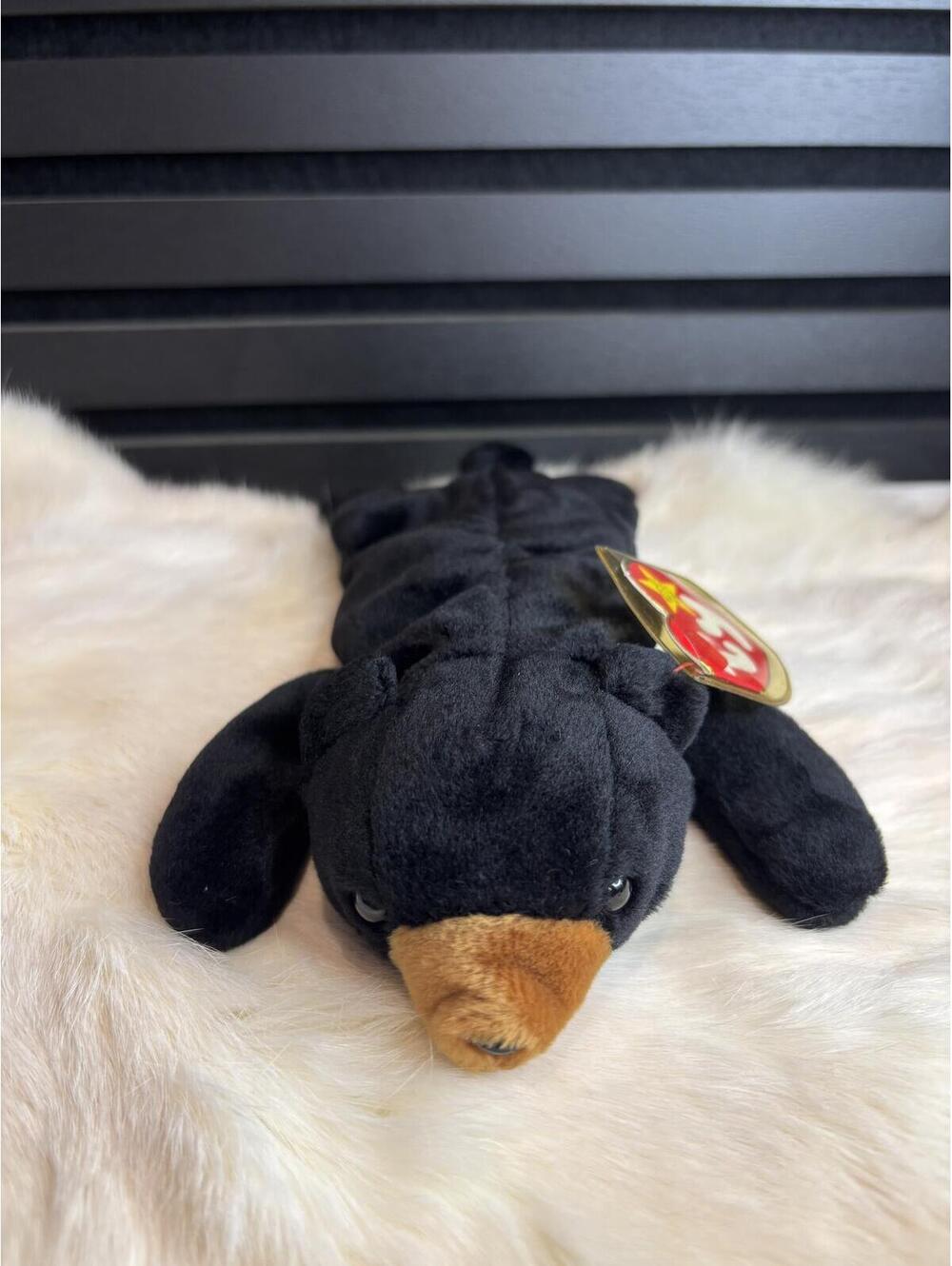Ty Black Plush Stuffed Animal with Tan Snout and Hang Tag